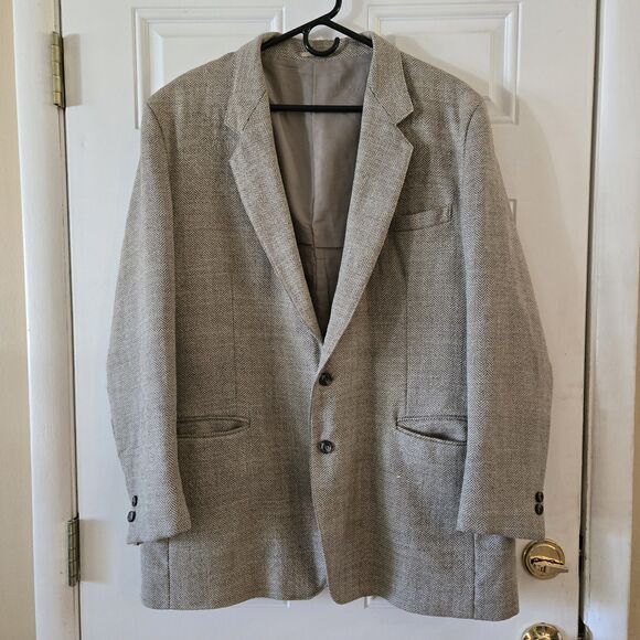 Craftcentre Cymru Men’s Blazer Jacket 46L Pure New Wool Herringbone Tweed Sport - Picture 1 of 14